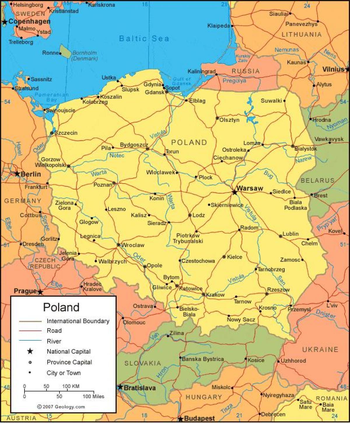 mapa das fronteiras da Polônia