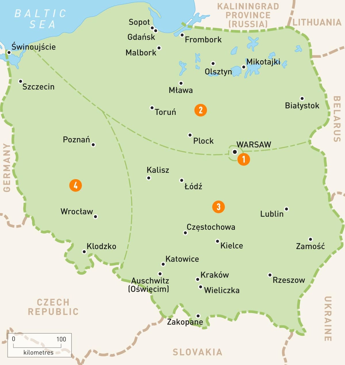 mapa da Polônia ocidental