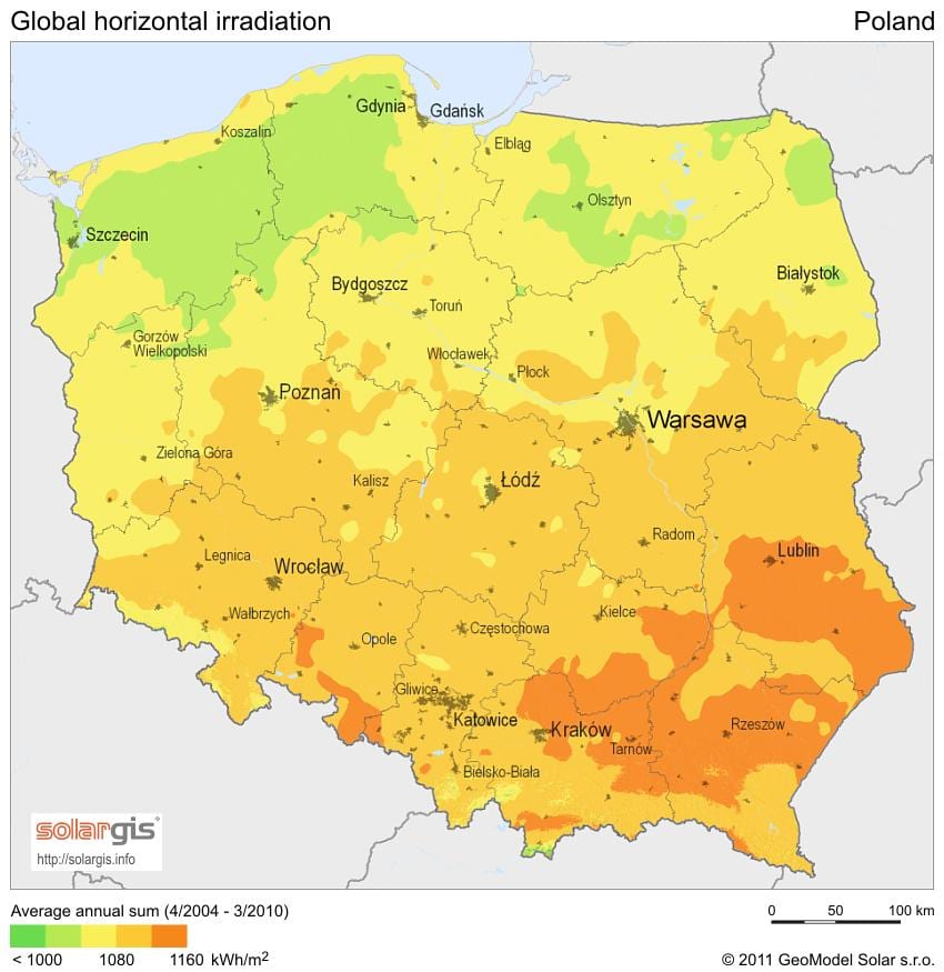 mapa da Polônia clima