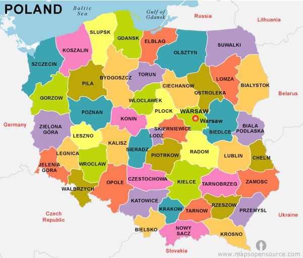 mapa da Polônia país