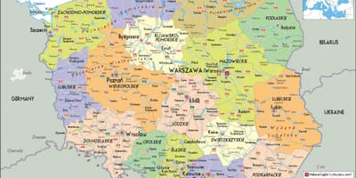 Polónia e países vizinhos mapa