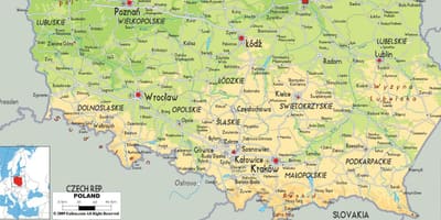 Mapa do sul da Polónia