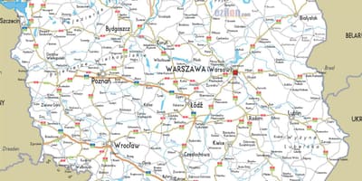 Mapa de estradas Polónia