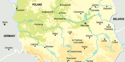 Mapa topográfico da Polónia