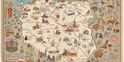 Mapa da Polônia e dos turistas