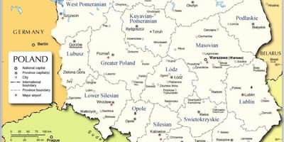 Mapa da Polônia regiões